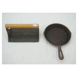 Cast Iron Bacon Press and 6.5" Diameter Cast Iron Pan