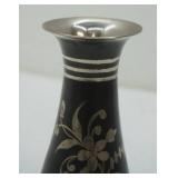 6" Black & Silver Metal Bud Vase