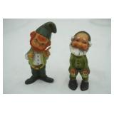 Decor Lot: Vintage Leprechaun Figurines, Hummingbirds, Iron Angel, Grape Cluster Doily