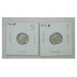 1944 Mercury Dimes (4ct)