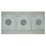 1945 Mercury Dimes (3ct)