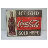 Ice Cold Coca-Cola Sold Here Metal Sign