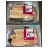 J - 2 Packs Rainbow Trout Skin-On Fillets, Farm Raised (Net Wt. 0.85lb and 0.90lb)