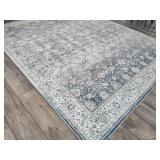 Washable Area Rug - Blue, Cream & Gray