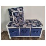 White Entry Bench with Storage and Cushion
