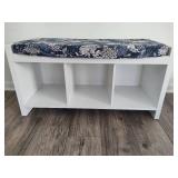 White Entry Bench with Storage and Cushion