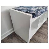 White Entry Bench with Storage and Cushion