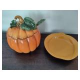 Pumpkin Soup Toureen w/ Ladle and Serving Platter