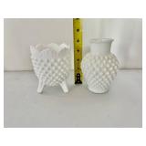 White Hobnail Milk Glass Candle Holders and Vases