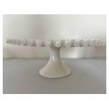 Vintage Fenton Silver Crest Ruffled Edge Pedestal Cake Plate