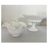Vintage Fenton Silver Crest Ruffled Bowl and Pedestal Candy Dish