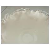 Vintage Fenton Silver Crest Ruffled Bowl and Pedestal Candy Dish