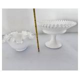 Vintage Fenton Silver Crest Ruffled Bowl and Pedestal Candy Dish