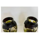 Set of Vintage Art Nouveau Glass Cameo Vases