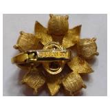 Amber Tone Brooch & Earring Sets