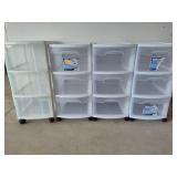 Four 3-Drawer Rolling Storage Units