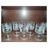 Set of Etched/Frosted Romanian Cordial Glasses