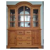 Shin Lee Oak Lighted China Cabinet