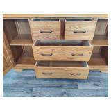 Shin Lee Oak Lighted China Cabinet