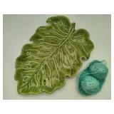 Leaf Serving Tray & Cabbage Salt & Pepper Shakers