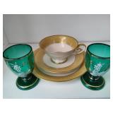Vintage Bavaria Cup/Saucer/Dish Set & Hand Painted Cups