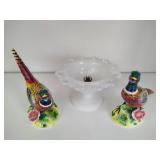 Porcelain Birds & Lattice Floral Vase