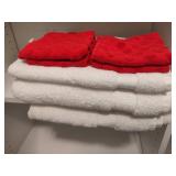 Large White Towels & Red Washcloths