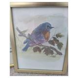 Bird Framed Art by Jean Haefele & Shirley Stassen + Carved Decor