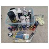 Lot of Assorted Enamel & Other Paints, Brushes & More
