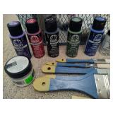 Lot of Assorted Enamel & Other Paints, Brushes & More