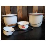 Vintage Enamelware Pots and Long Handle Scoop