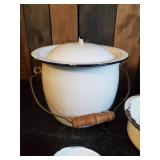 Vintage Enamelware Pots and Long Handle Scoop