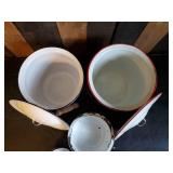 Vintage Enamelware Pots and Long Handle Scoop