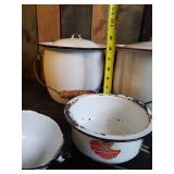 Vintage Enamelware Pots and Long Handle Scoop