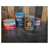Vintage Coffee Cans of Various Brands, White Star, Co-Op, Butter Nut and more
