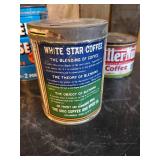 Vintage Coffee Cans of Various Brands, White Star, Co-Op, Butter Nut and more