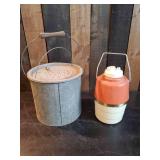Vintage Minnow Bucket and Mascot Cooler Drink container