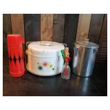 Vintage Kitchen Items, Aladdin Thermos, Vibrant Cake tin, Vintage Stir Sticks and more
