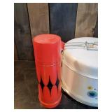 Vintage Kitchen Items, Aladdin Thermos, Vibrant Cake tin, Vintage Stir Sticks and more