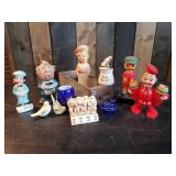 Vintage figurine Lot, Chalkware, Salt and Pepper, Ash Tray and more