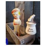 Vintage figurine Lot, Chalkware, Salt and Pepper, Ash Tray and more