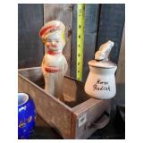 Vintage figurine Lot, Chalkware, Salt and Pepper, Ash Tray and more