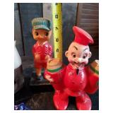 Vintage figurine Lot, Chalkware, Salt and Pepper, Ash Tray and more