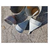 Vintage Pail / Oil funnel can Lot  great décor Make them into Planters