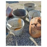 Vintage Pail / Oil funnel can Lot  great décor Make them into Planters