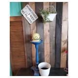 Home Décor Lot Plant Stand, Metal Sign, Candle holder and more