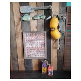Lake Décor Sign, Bouys, Floats, Vintgage Wooden fish Décor and more