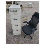Office Chair and Metal Filing Cabinet