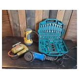 Misc tool lot , sanders, jig saw, Socket and wrench set and more
