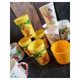 Lot of small Plastic and Hard Plastic Childrens cups, Mickey mouse, Minnie Mouse and more